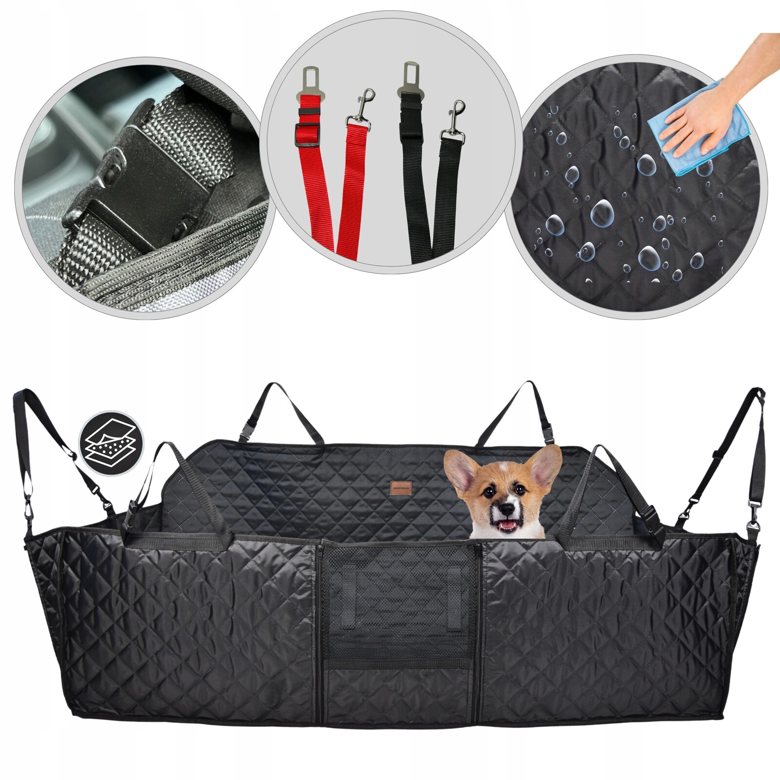 Podložka Pro Psa Do Auta Černá Prošívaná Mřížka