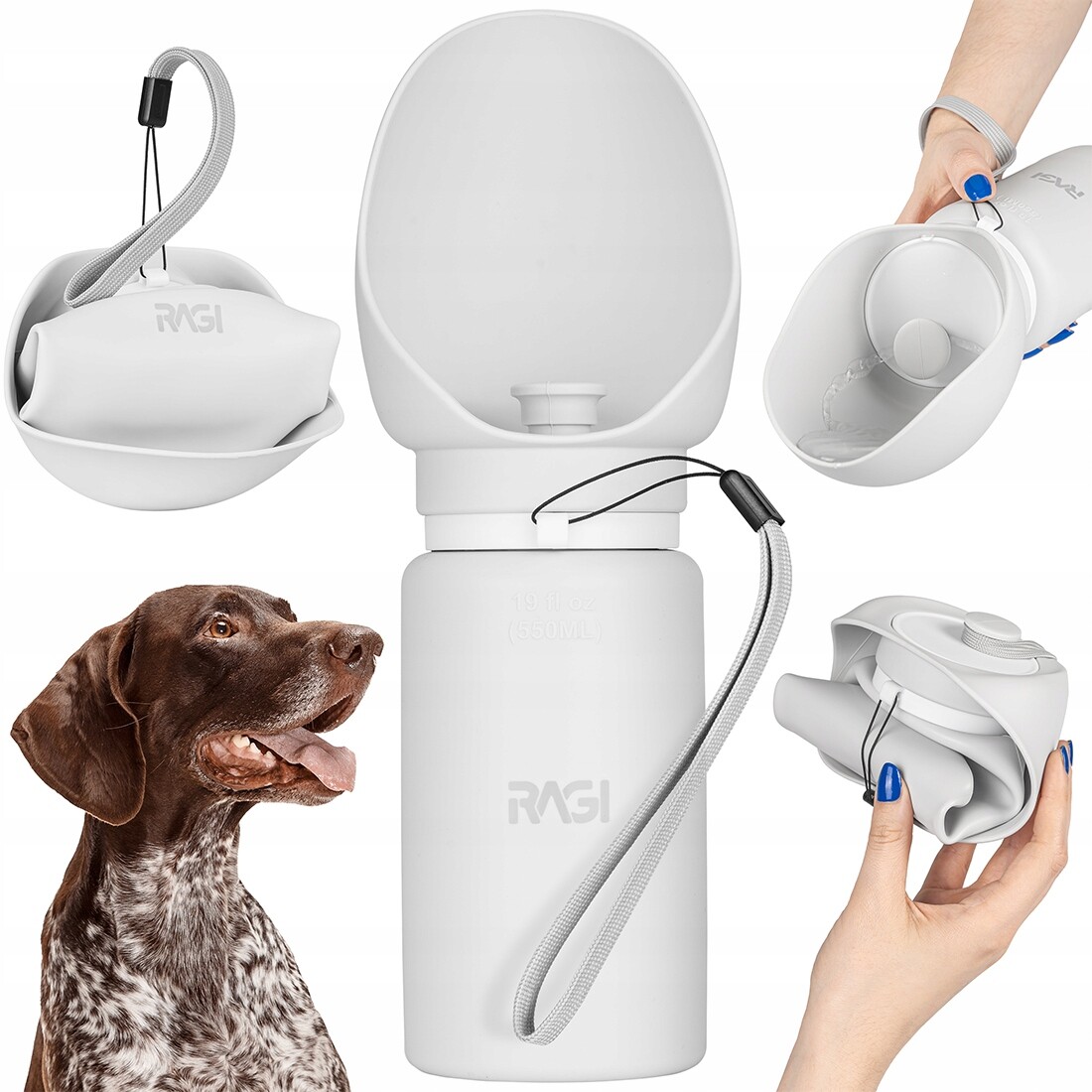 Silikonová napáječka Ragi šedá 0,55 l