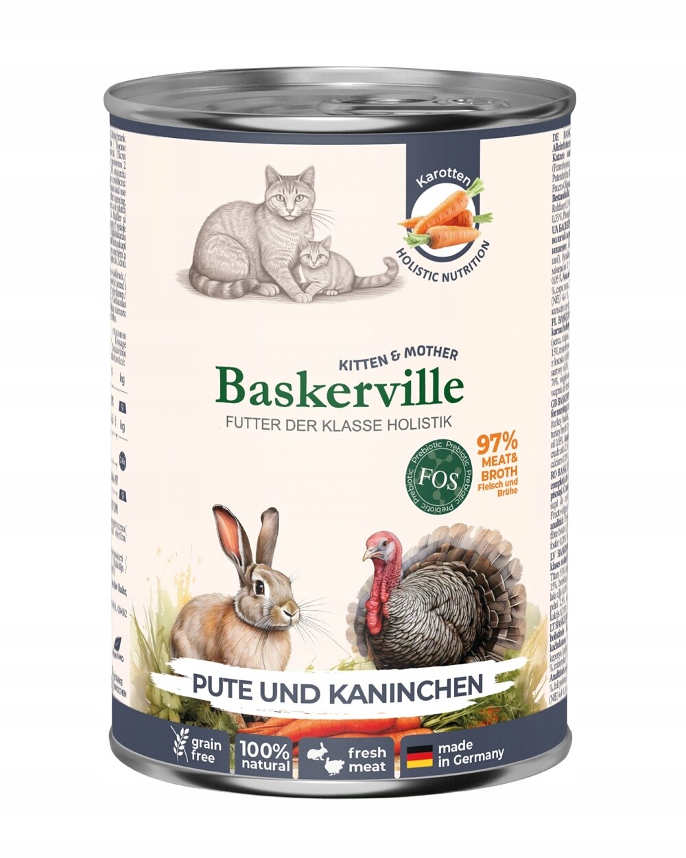 Baskerville SuperPremium vlhké krmivo pro kitten Junior Krůta králík 8x400g