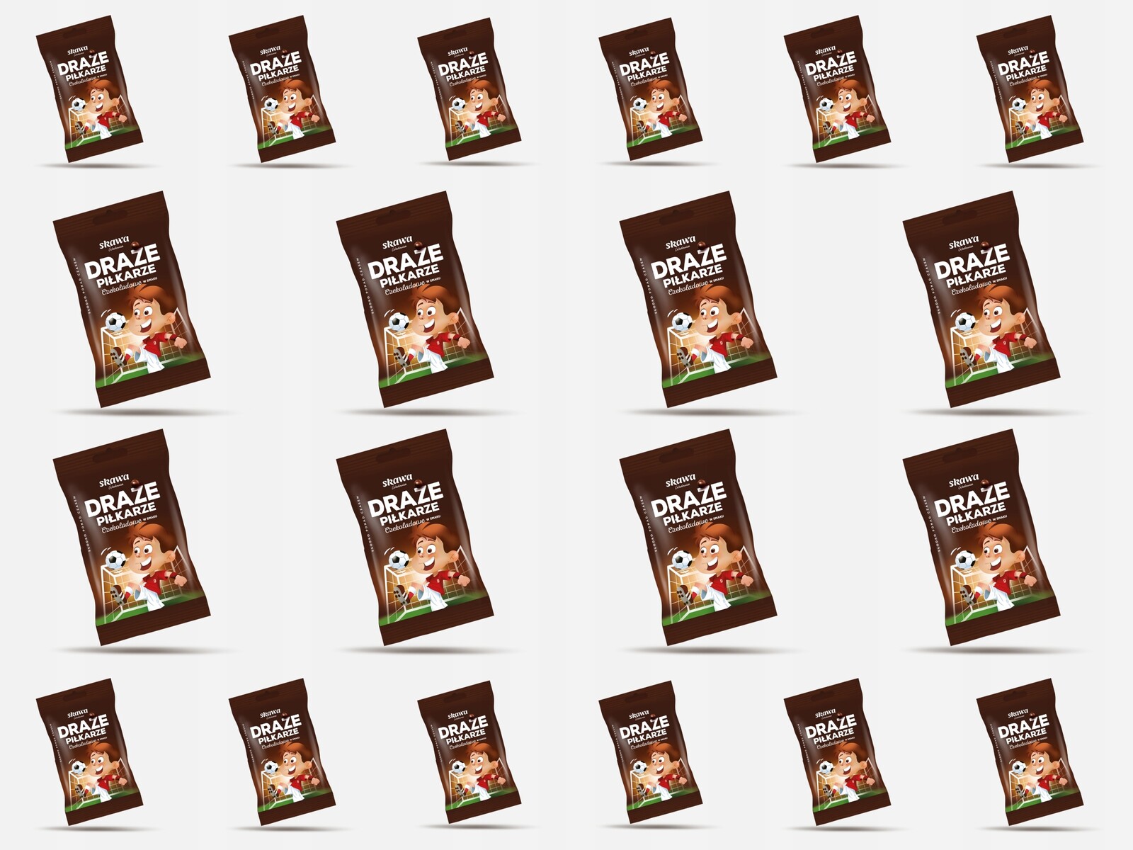 Sada Dražé Fotbalisté Čokoládové 70gx20 ,hráškové