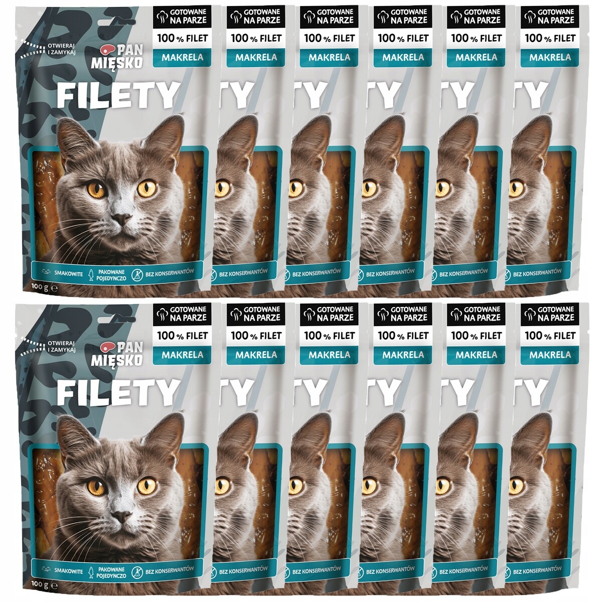 Pan Mięsko Pamlsek pro kočky filé Makrela sada 12x100g