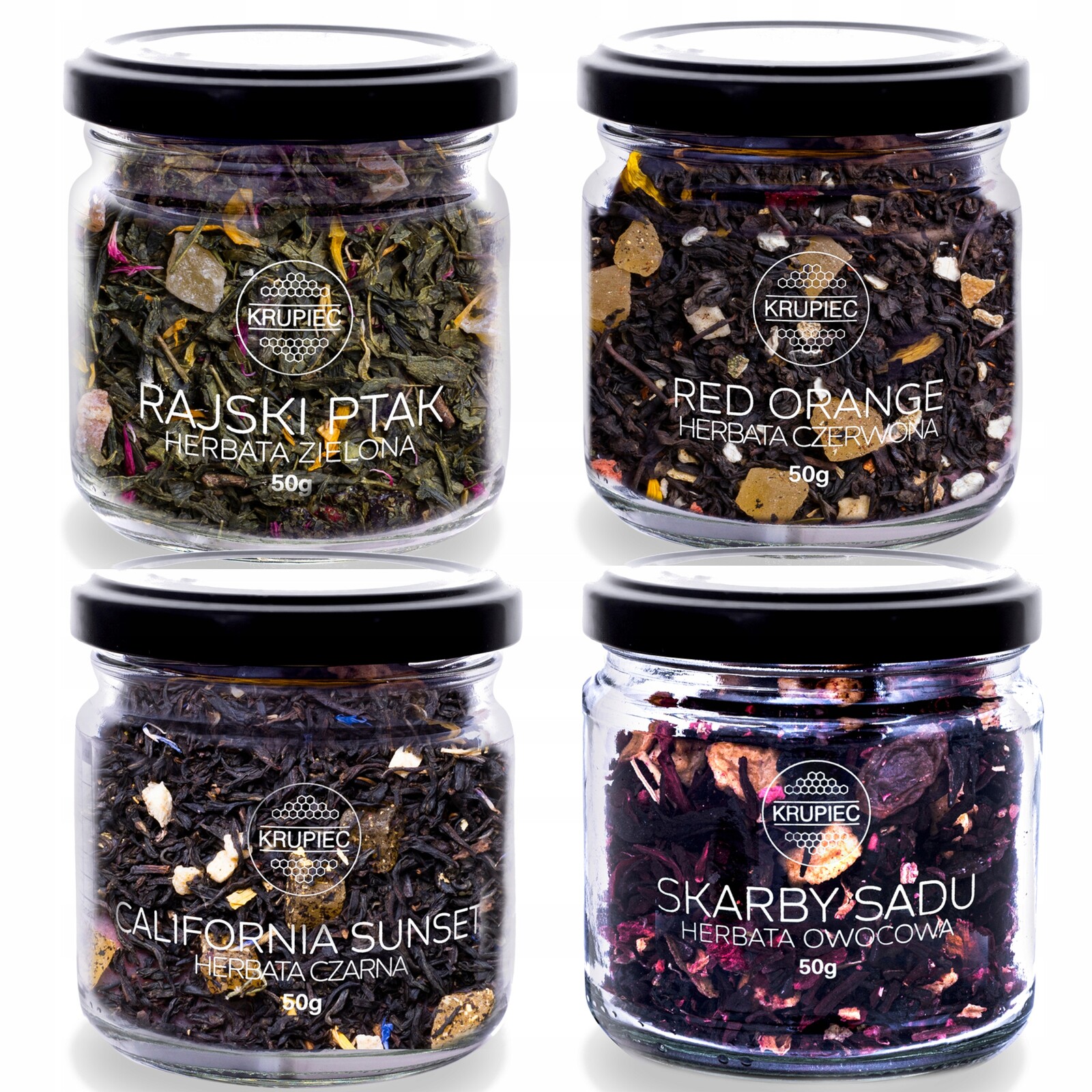 Sada čajů Krupiec 4x50g černý, zelený, červený, ovocný