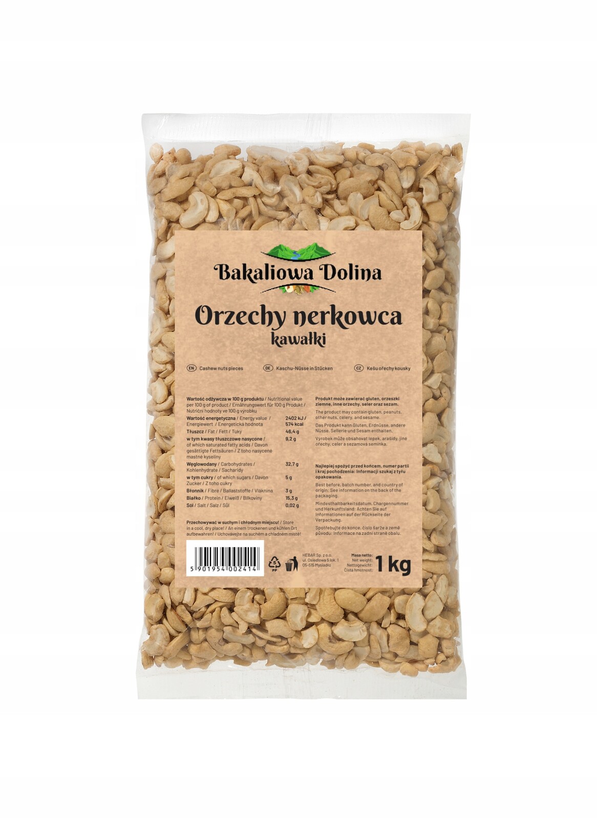 Kešu ořechy Bakaliowa Dolina sekané 1000 g