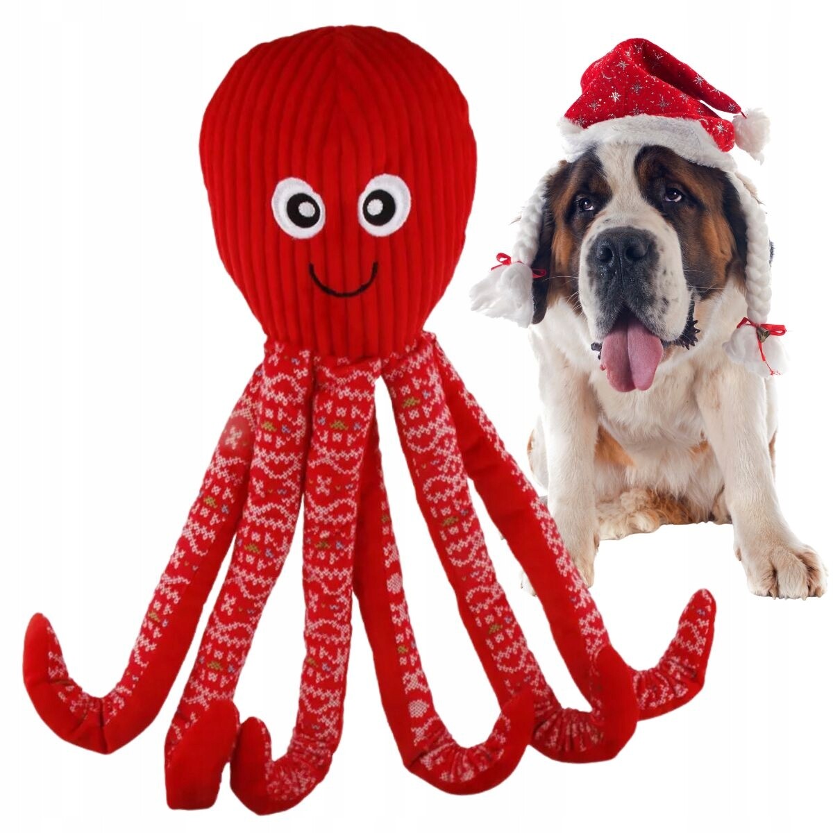 Hračka pro psy Vánoční Chobotnice šustí obrovská XXL na Vánoce