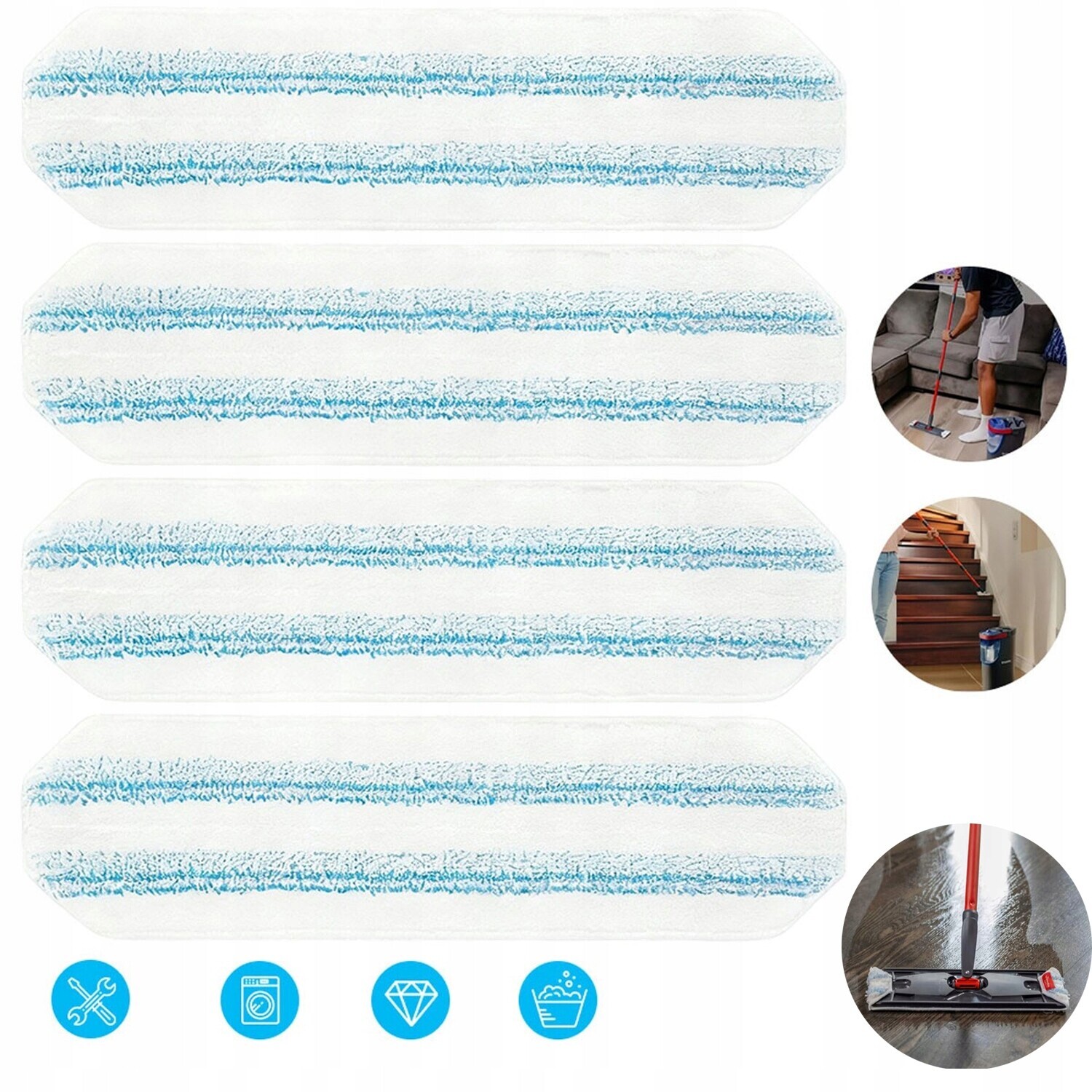 Mikrovláknové Utěrky Pro Plochý Mop 40.5 X 11 CM, Náhradní, Lze Prát