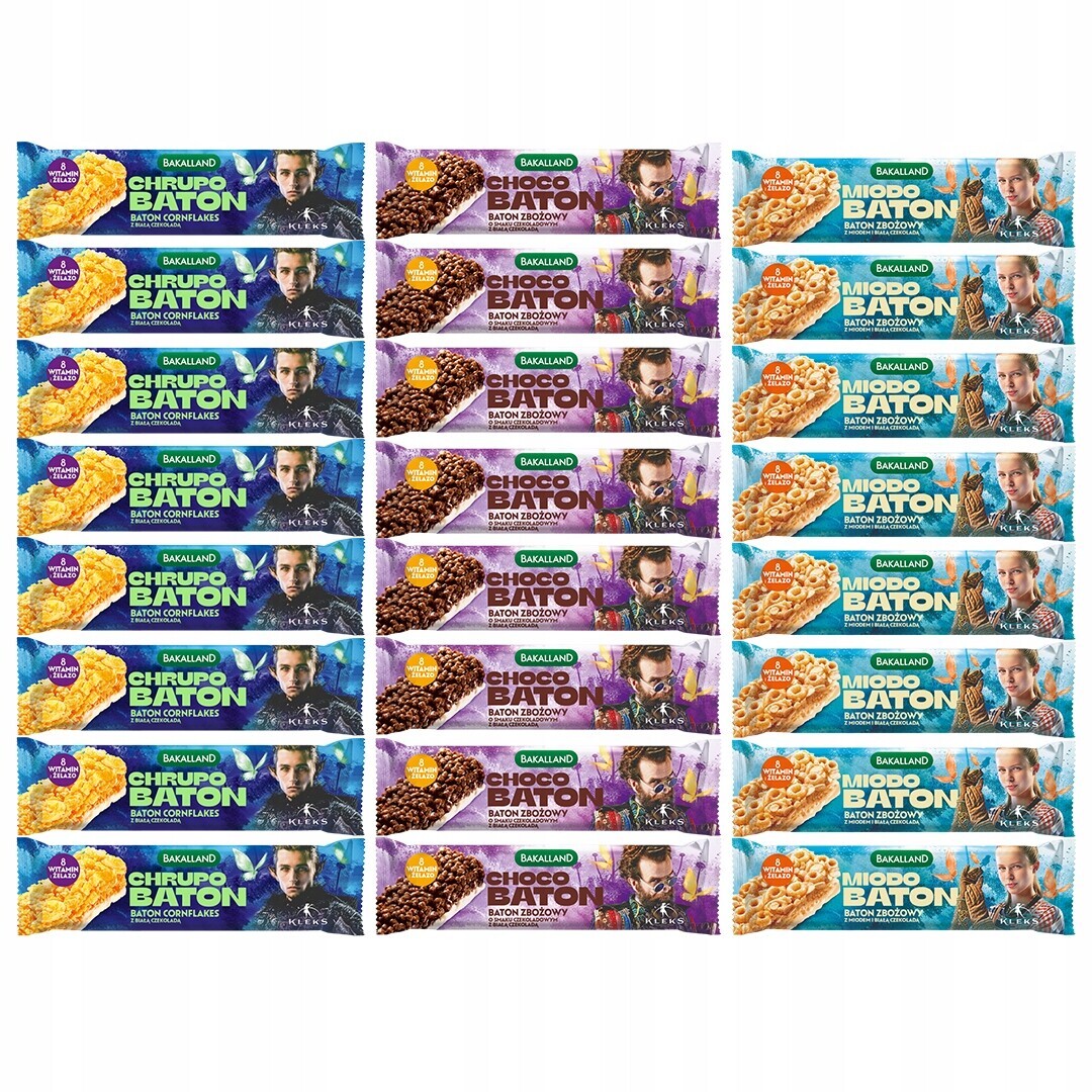 Bakalland Choco Miodo Chrupo Tyčinka snídaňová 24x25g mix Kleks