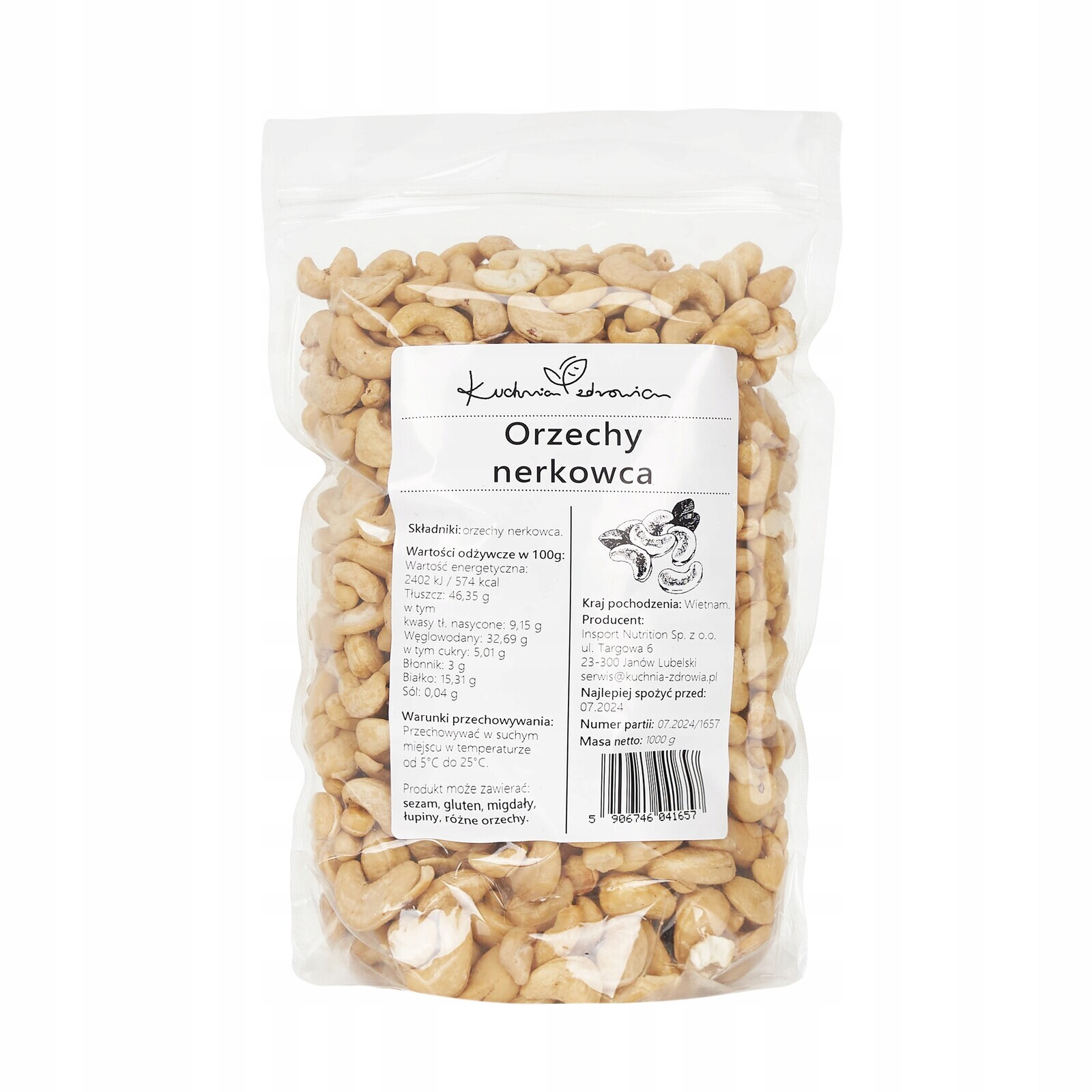 Kešu ořechy Kuchnia Zdrowia celé ořechy 1000 g