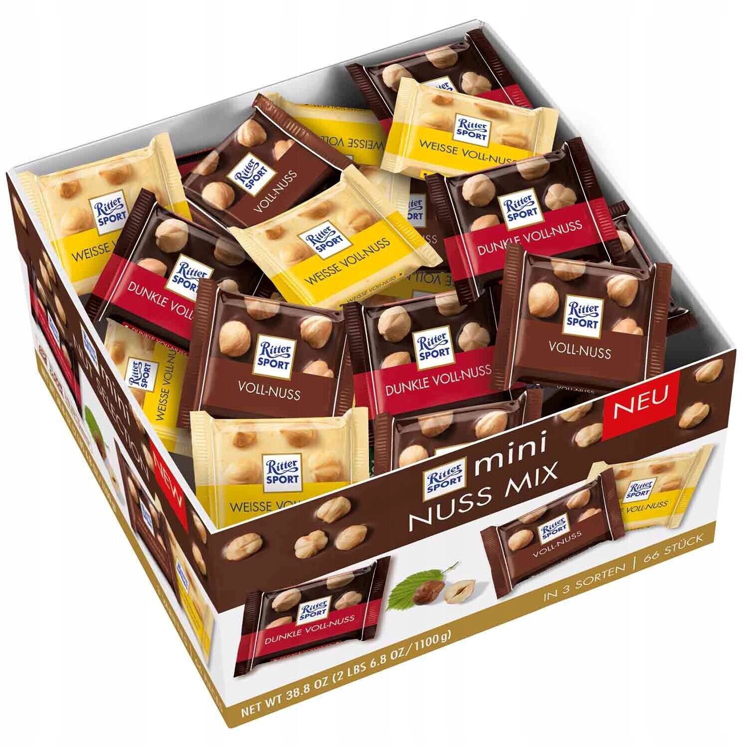 Ritter Sport Čokoládové bonbóny Nuss MIX 66 ks/1100g 3 příchutě Z De