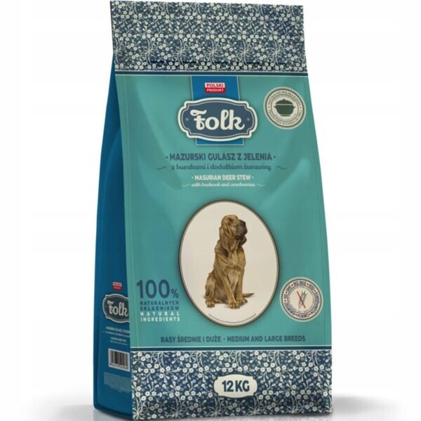 Folk suché Krmivo pro psy s příchutí jelena pro velká plemena 12 kg