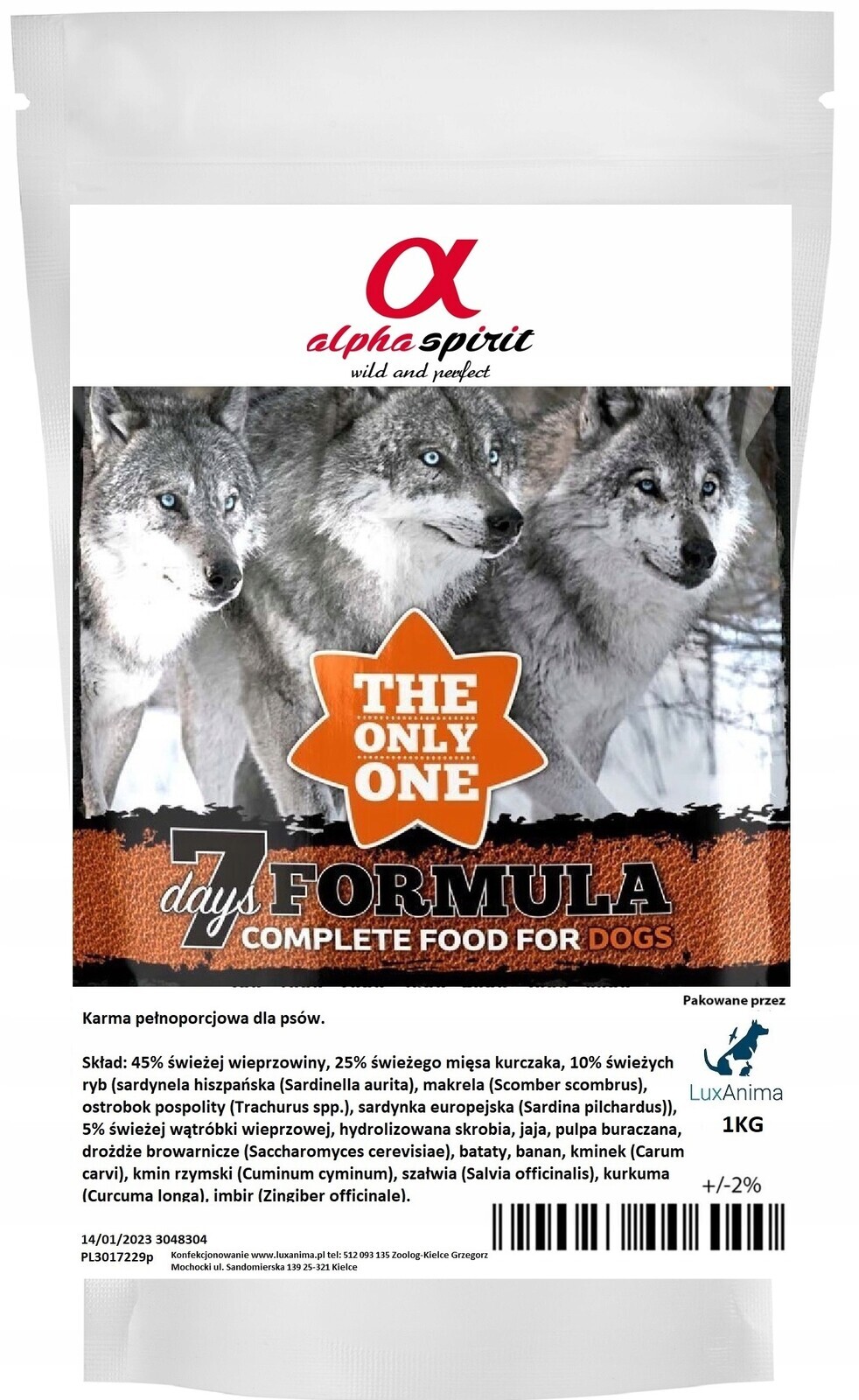 Alpha Spirit 7 Days Formula Krmivo Poloměkká Suchá 1KG