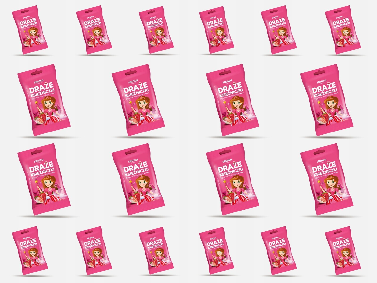 Sada Dražé Jogurtovo-jahodové princezny 70gx20,hráškové