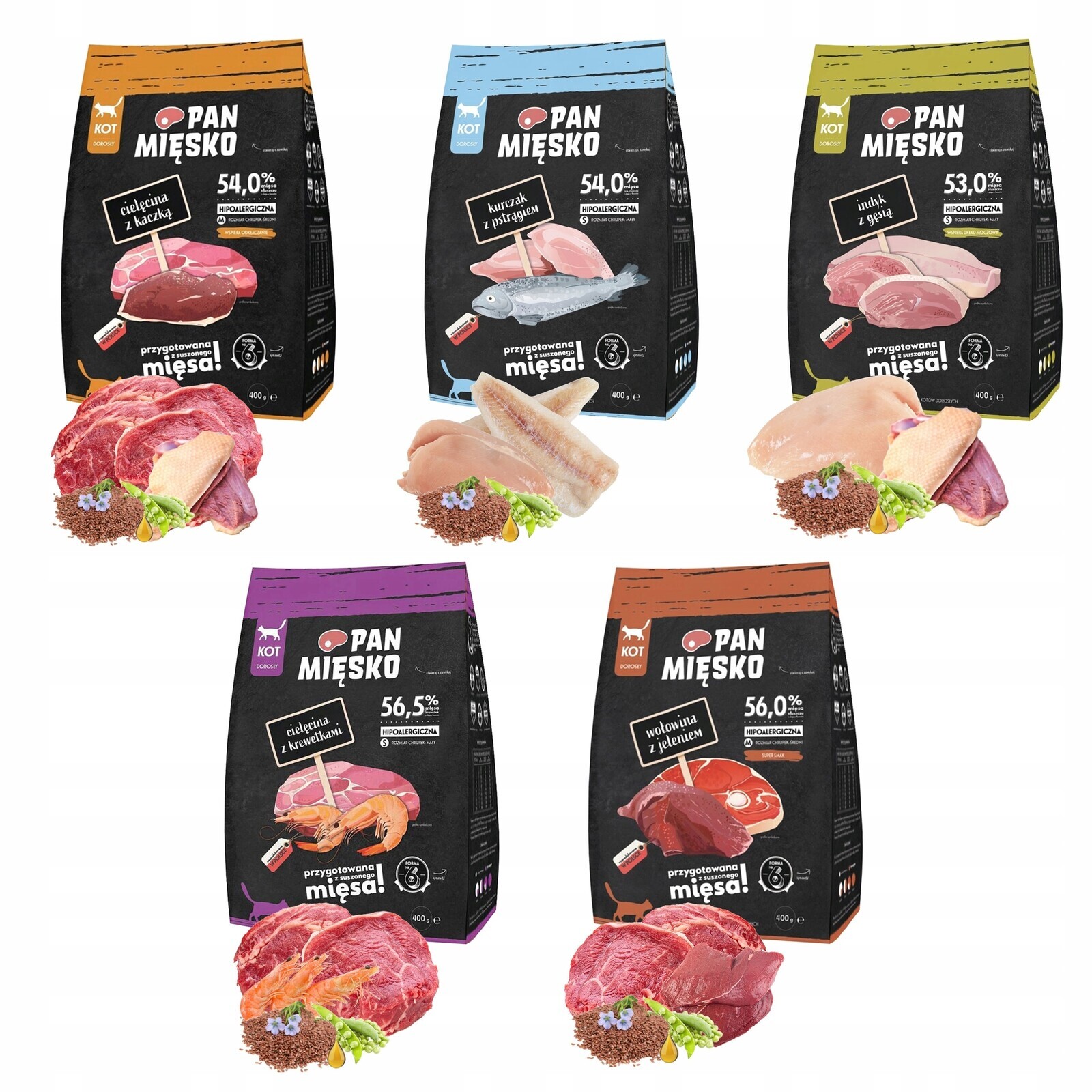 Krmivo suché pro kočky Pan Mięsko bez obilovin mix chutí 400 g