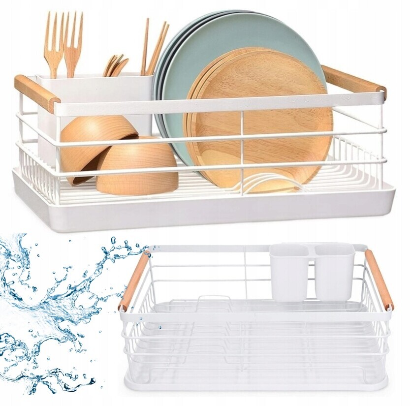 Dárek K Dni Žen Bílá Sušička Odkapávač Na Nádobí S Podnosem Na Dřevo