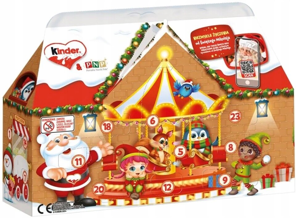 Kinder 234gr domeček adventní kalendář vánoční taška