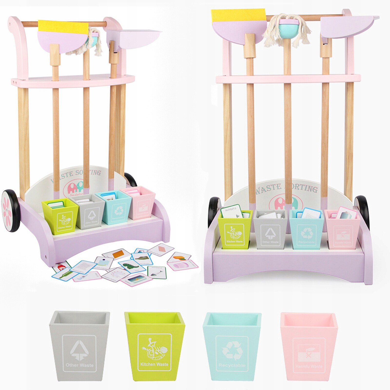 Dřevěná Sada Na Úklid Mop Metla Hračka Pro Děti Pořádek