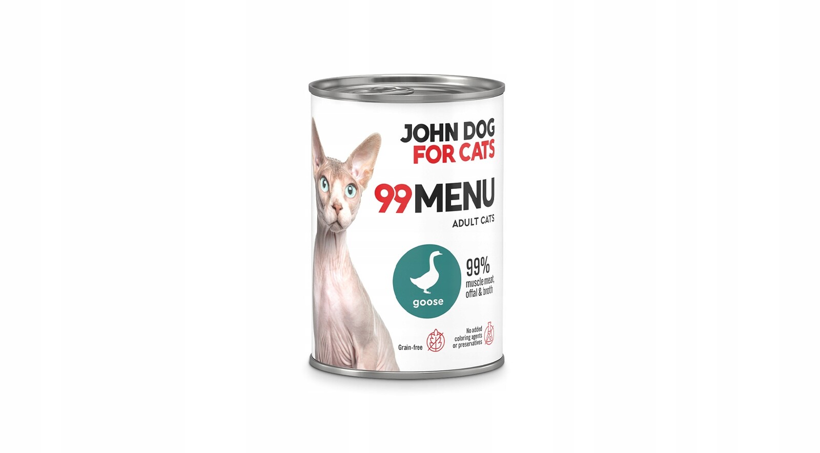 John Dog for Cats 99 Menu Mokré Krmivo pro kočky dospělé kočky s husou 6 x