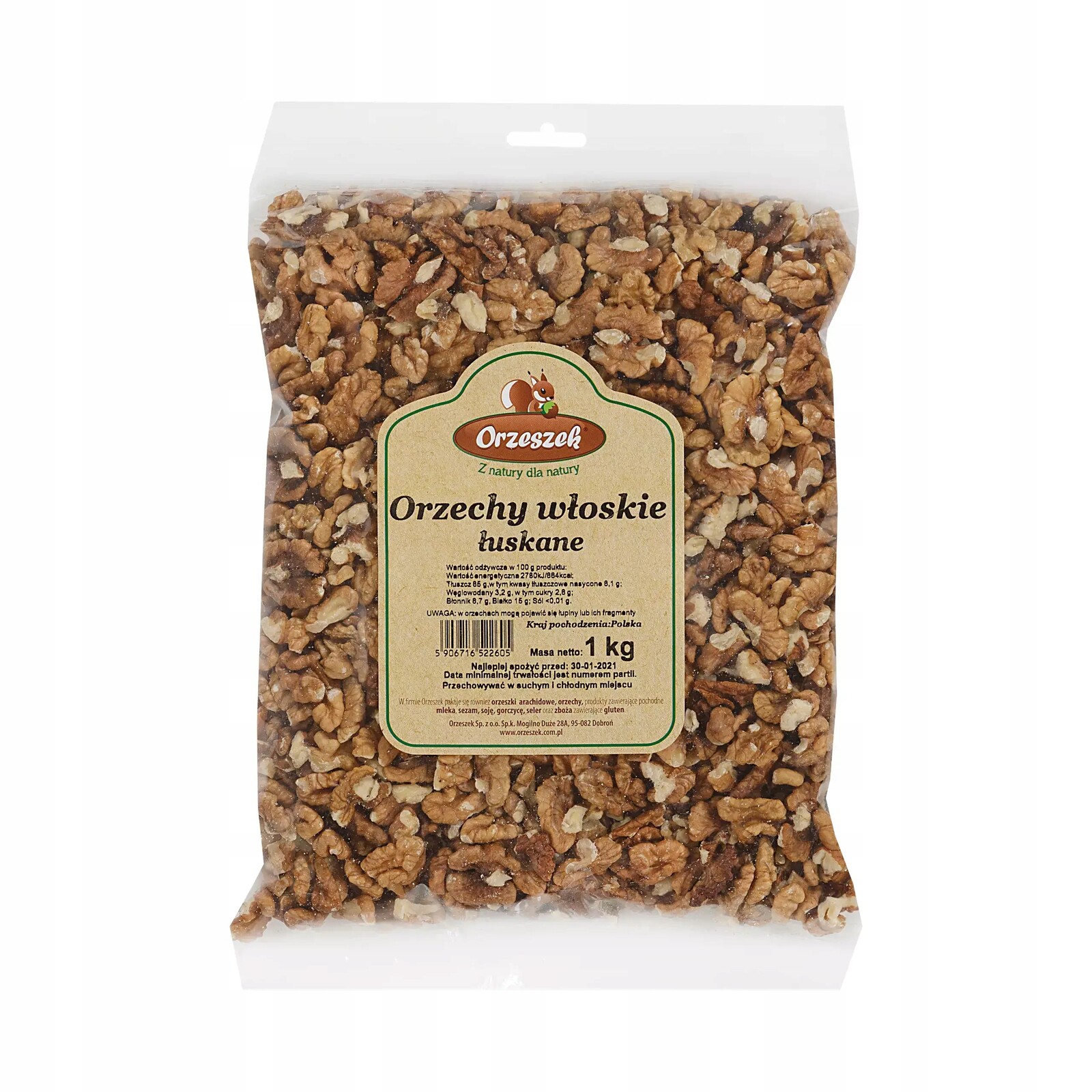 Vlašské ořechy loupané Extra, půlky, 1 kg Orzeszek