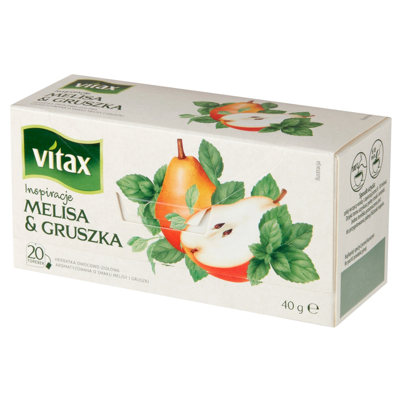 Vitax bylinkovo-ovocný Čaj v čajovém sáčku, meduňka a hruška, 40 g