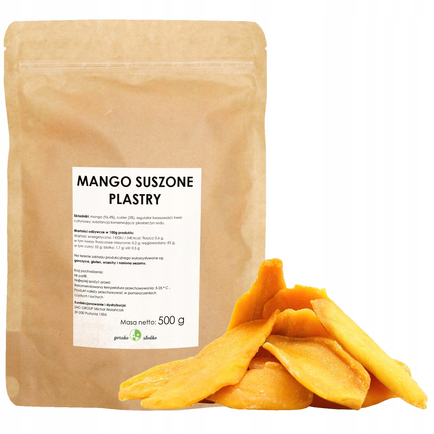 Mango sušené plátky GorzkoiSlodko s přidaným cukrem 500 g