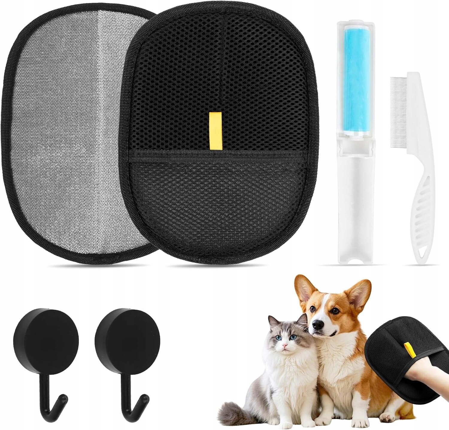 Rukavice Na Odstraňování Chlupů A Vlasů Zvířat Kočky Psy Hřeben Sada 6ks