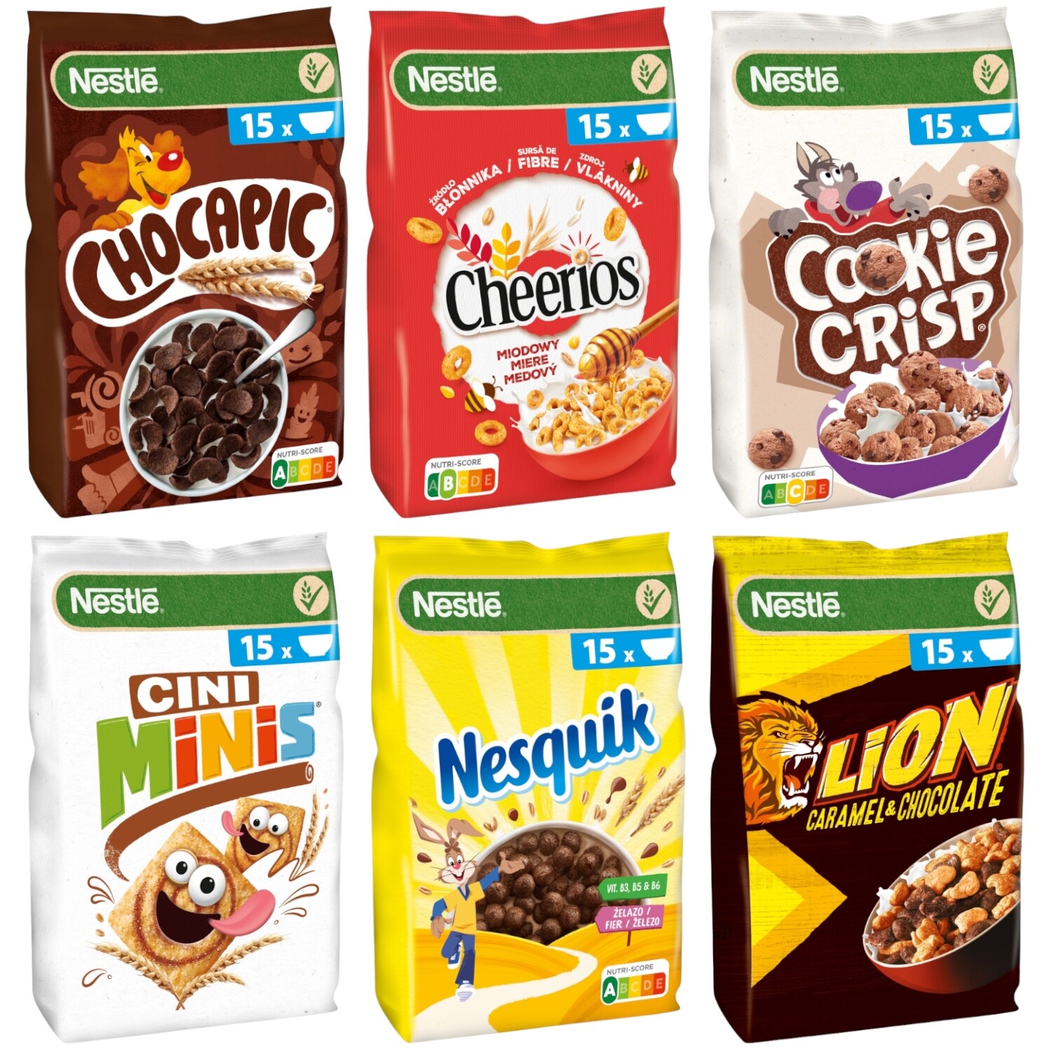 Snídaňové cereálie Nestle MIX Sada 6x 450g
