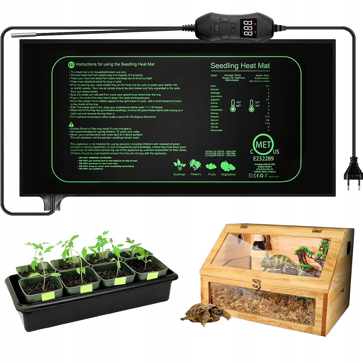Vyhřívací Podložka Pro Rostliny S Termostatem 50W Voděodolná 52 x 24 cm