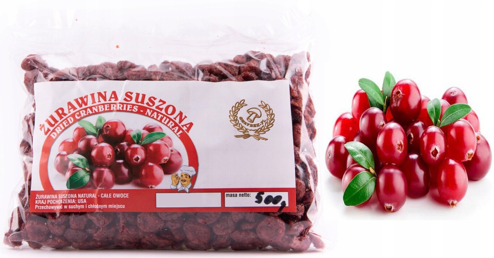 Grzybek Brusinky bez cukru 500 g