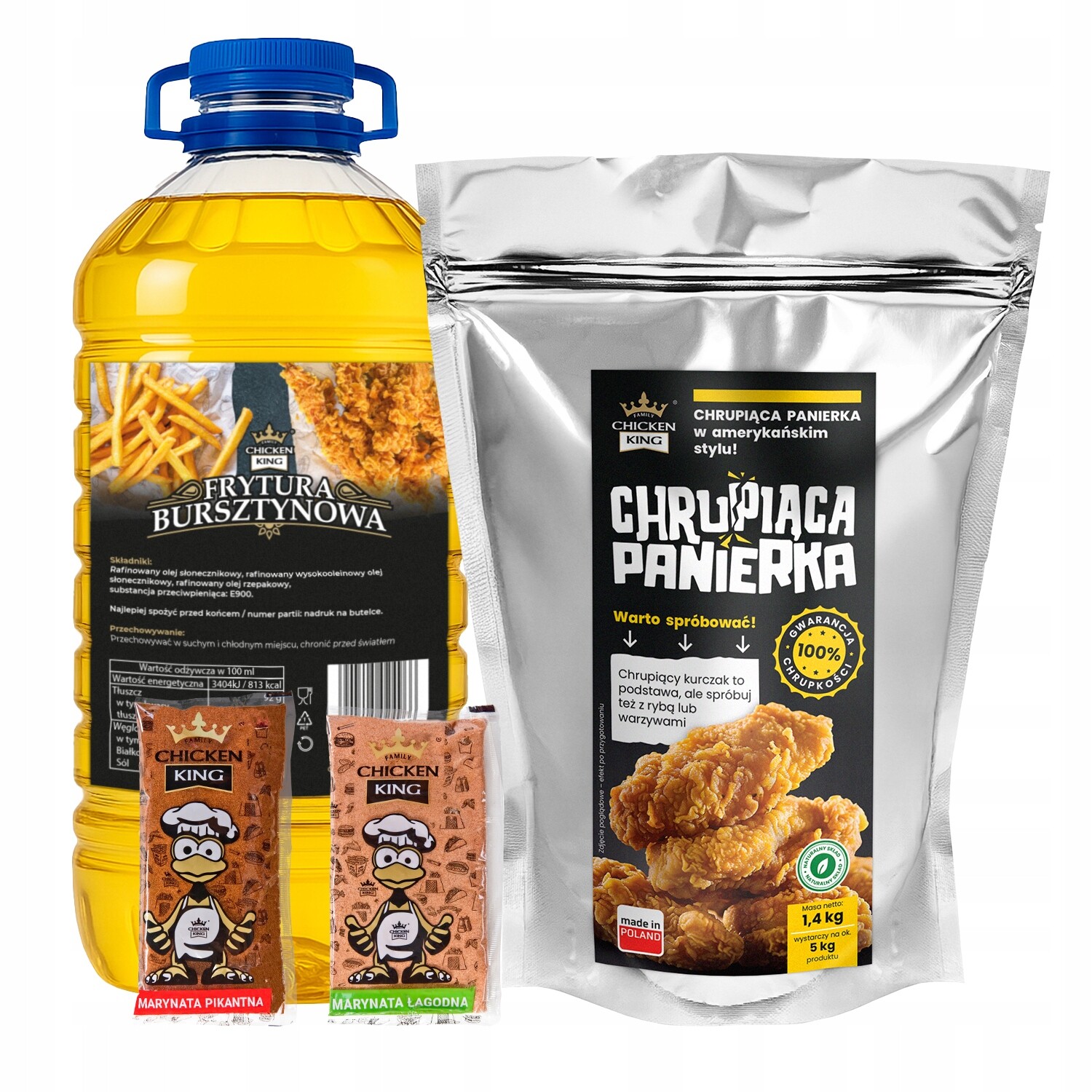 Sada Chicken King: obalovací směs 1,4 kg 2 marinády fritéza 3 l – křupavé kuře