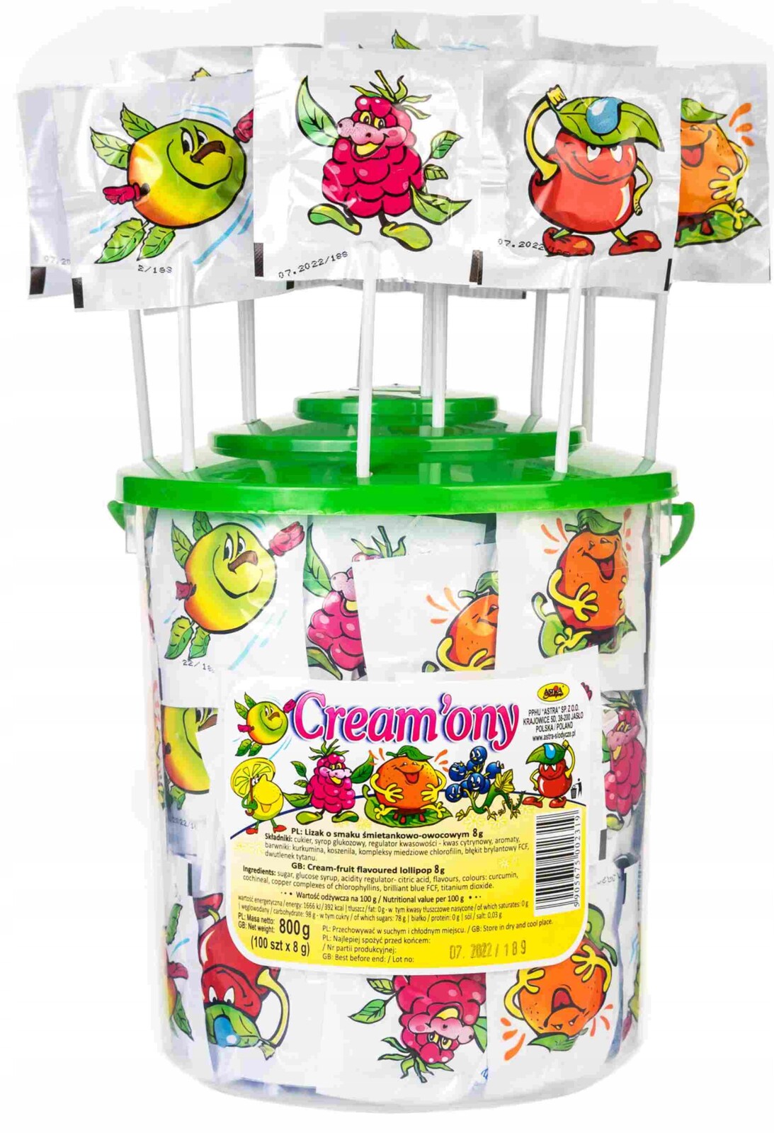 Astra Cremony Lízátka Ovocné Lízátka 8 G 100 Ks Kyblík