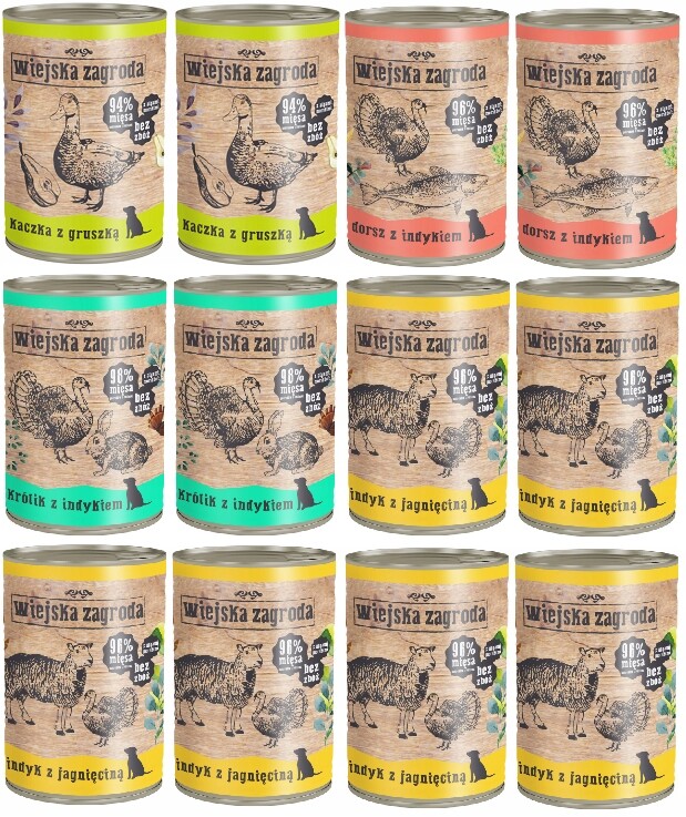 Wiejska Zagroda vlhké krmivo mix chutí 4,8 kg