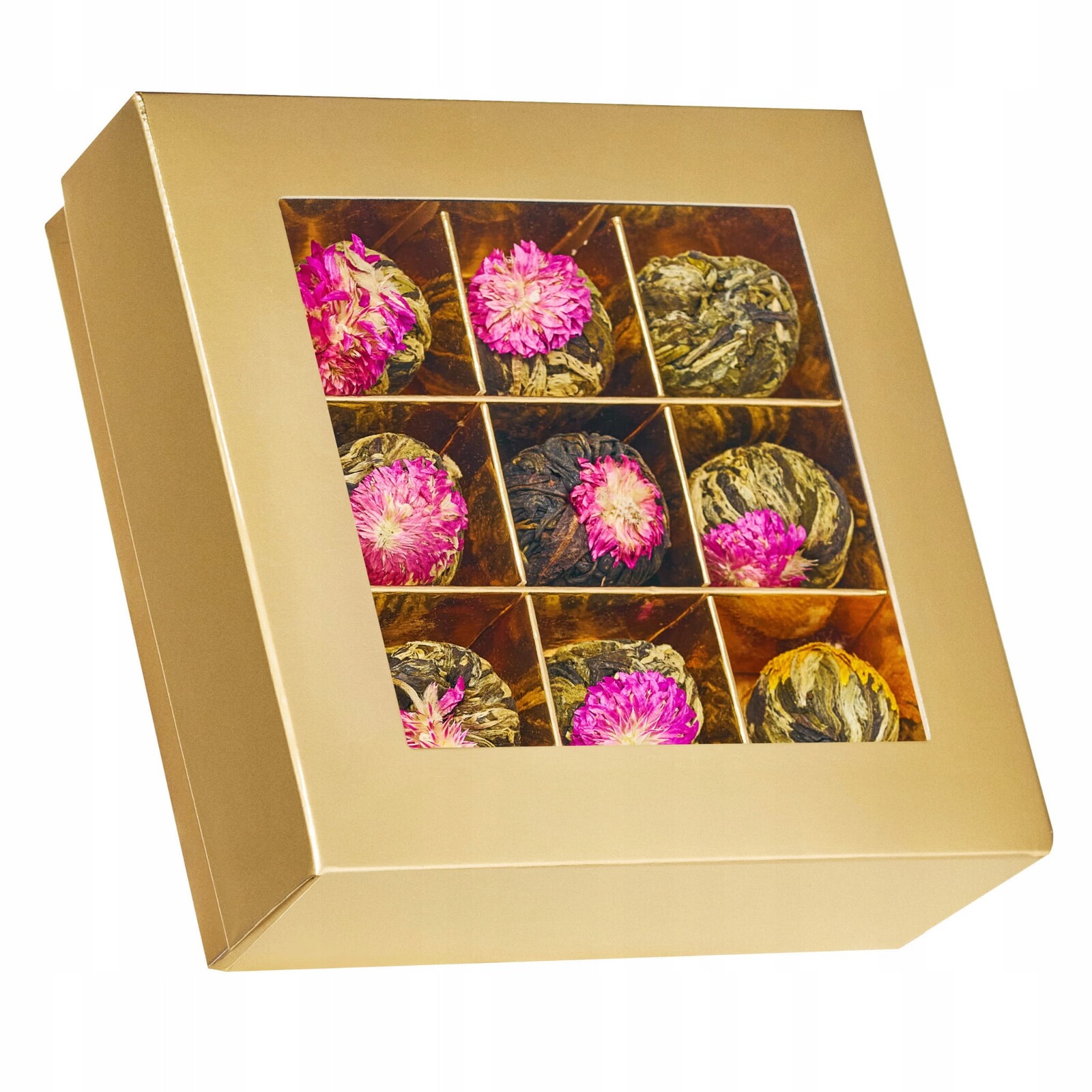 Sada Kvetoucích Čajů Jako Dárek 9 Ks Bonboniéra Zlatý Kvetoucí Čaj