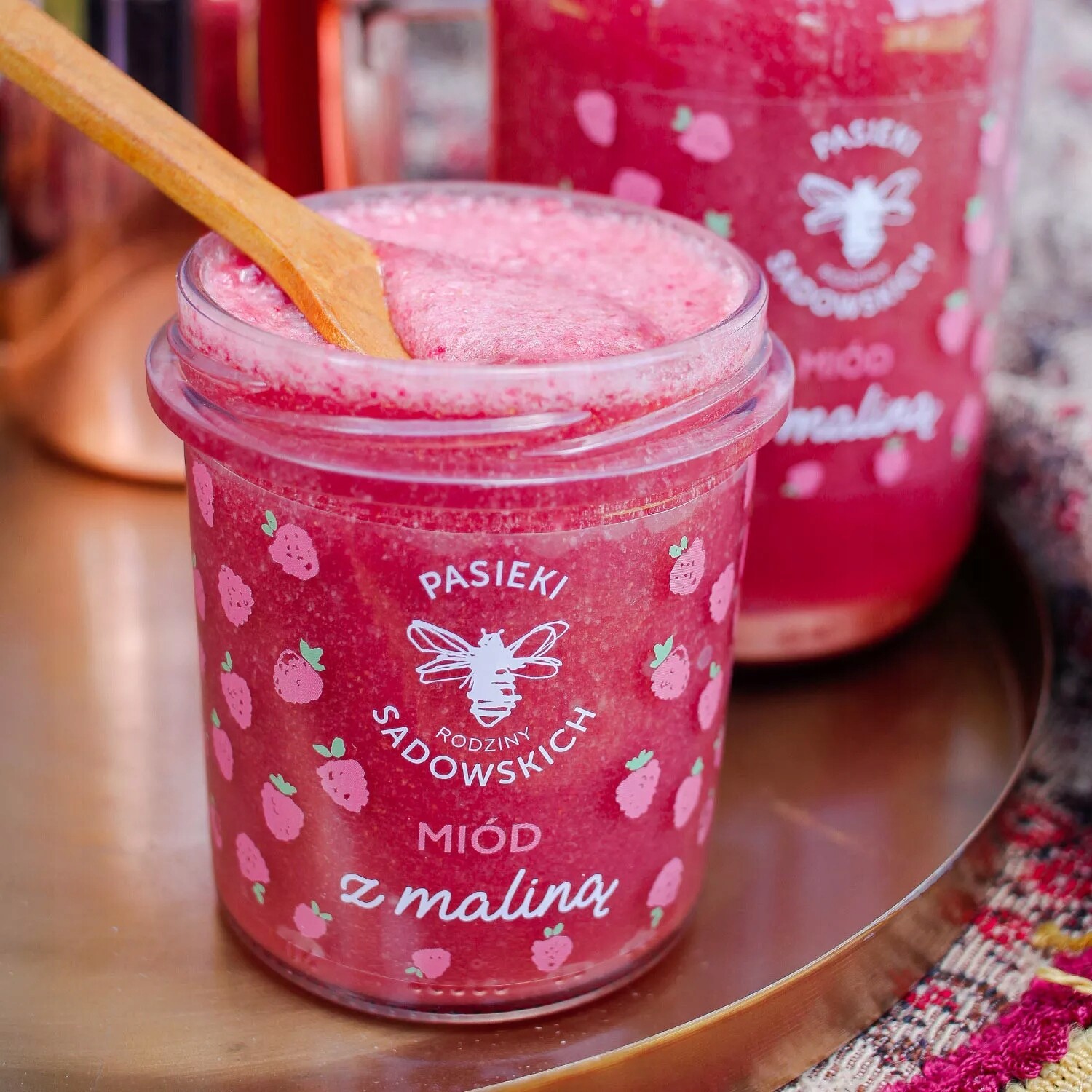 Květový med s malinami od Pasieka Rodziny Sadowskich 430 g