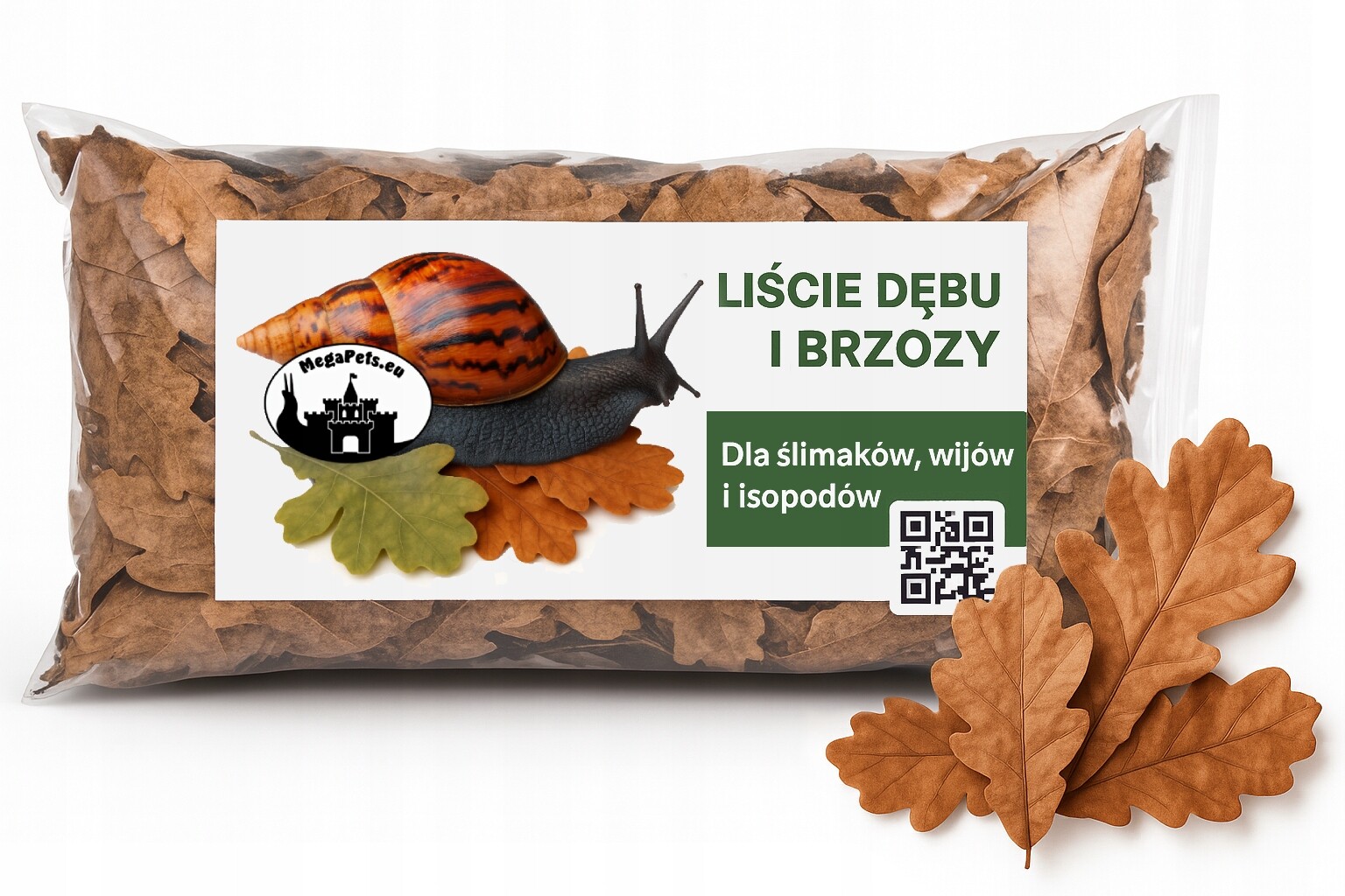 Sušené listy dubu a břízy Slimáky Isopody Wije Achatina Lissachatina