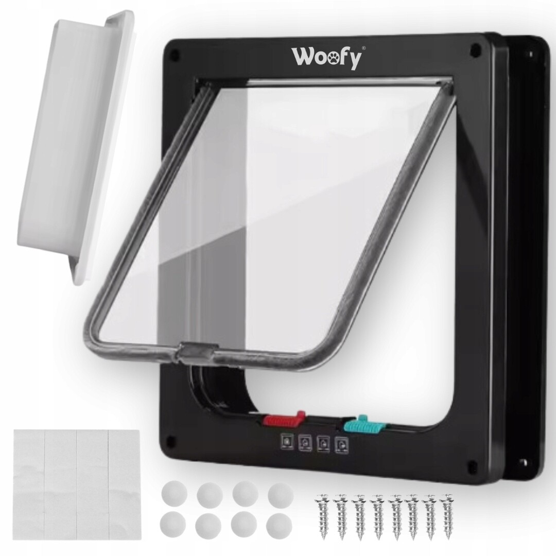 Kyvné dvířka pro zvířata Woofy 24,5 x 28,5 cm černá