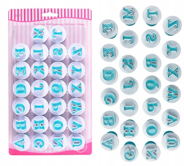 Vykrajovátko na fondán Elhandel písmena abecedy, vícebarevné, 3,50 cm