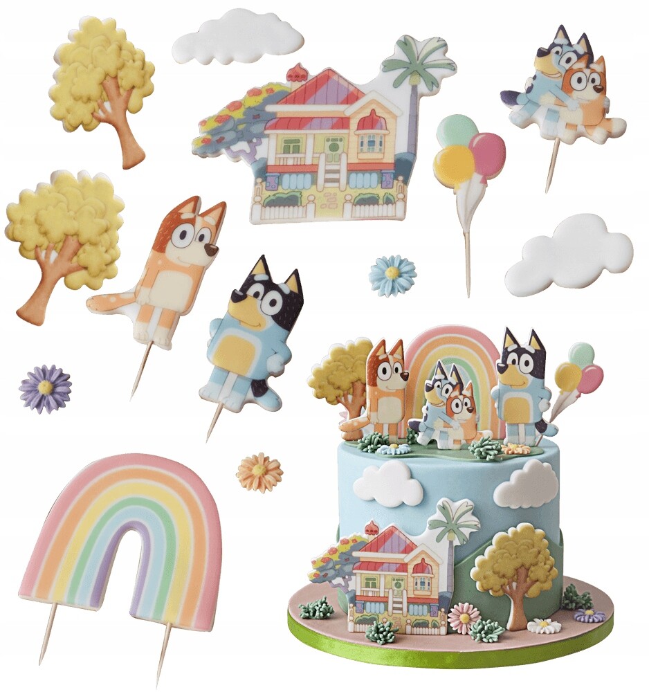 Sada Výtisk Oplatek Na Dort Bluey, 8 kusů Dárek