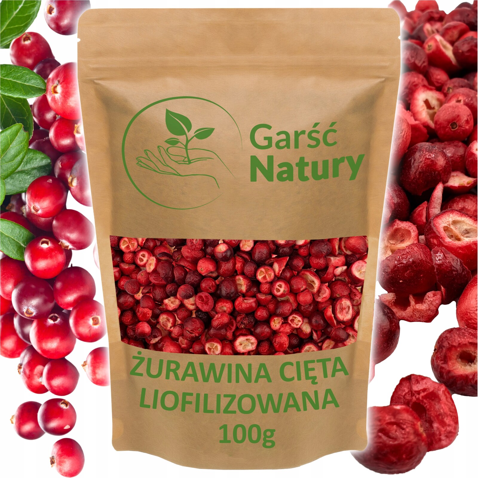 Brusinky Lyofilizované Krájené 100 g Sušené Přírodní Bez Cukru Bez