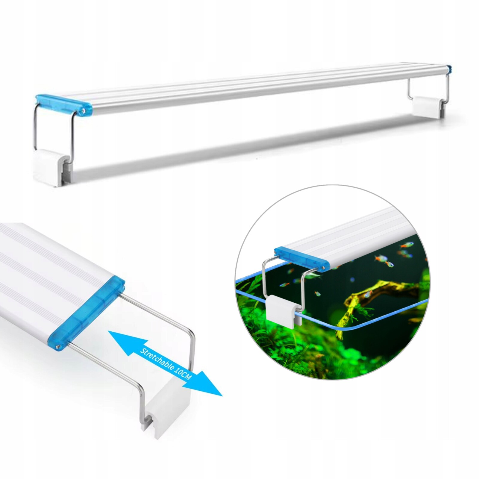 Led Lampa Do Akvária Bílo-modrá 36 Diod 15W Nastavitelná 30-42 cm