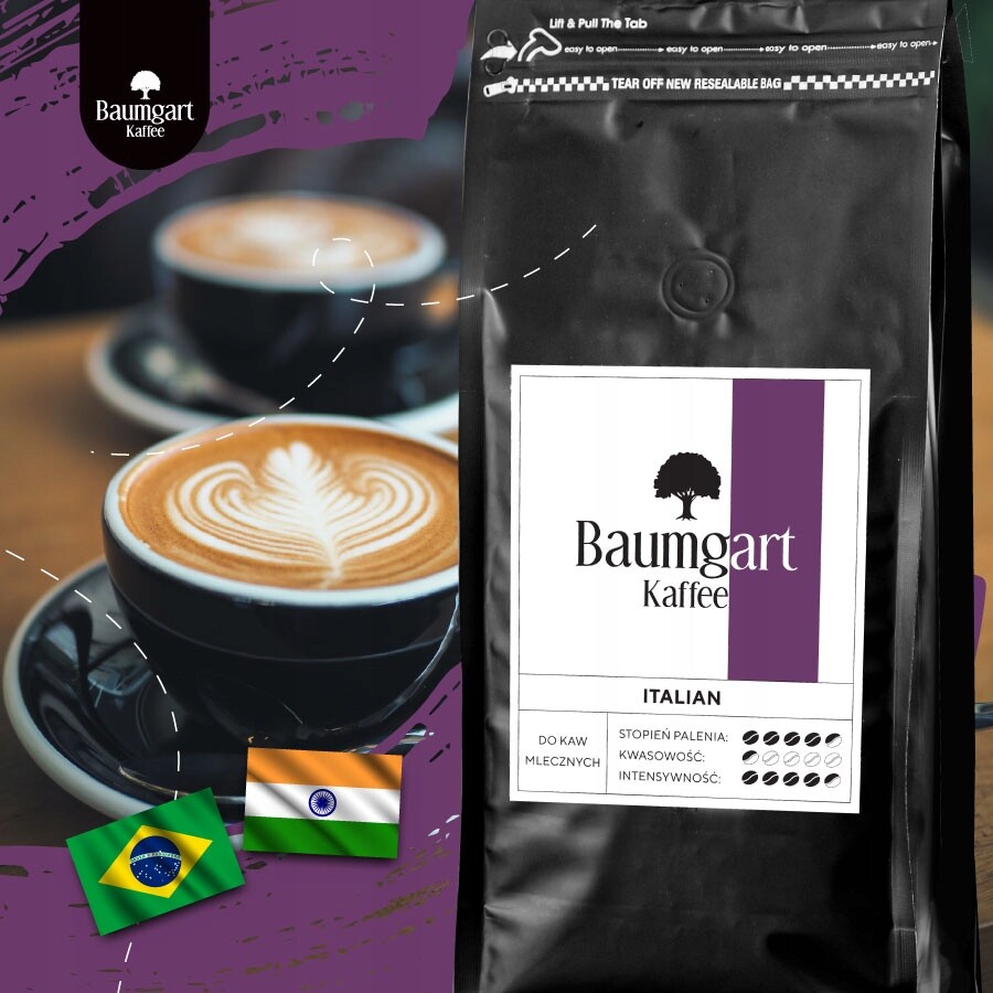 Baumgart Kaffee Baumgart Italská míchaná zrnková Káva 1kg 1000g