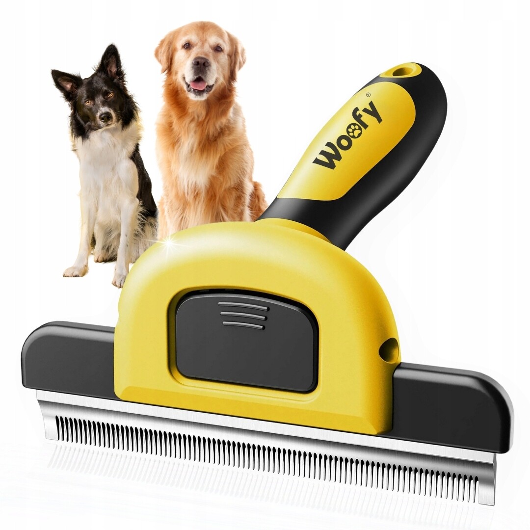 Hřeblo Woofy, samočisticí kartáč, nerezová ocel, pro psy, M