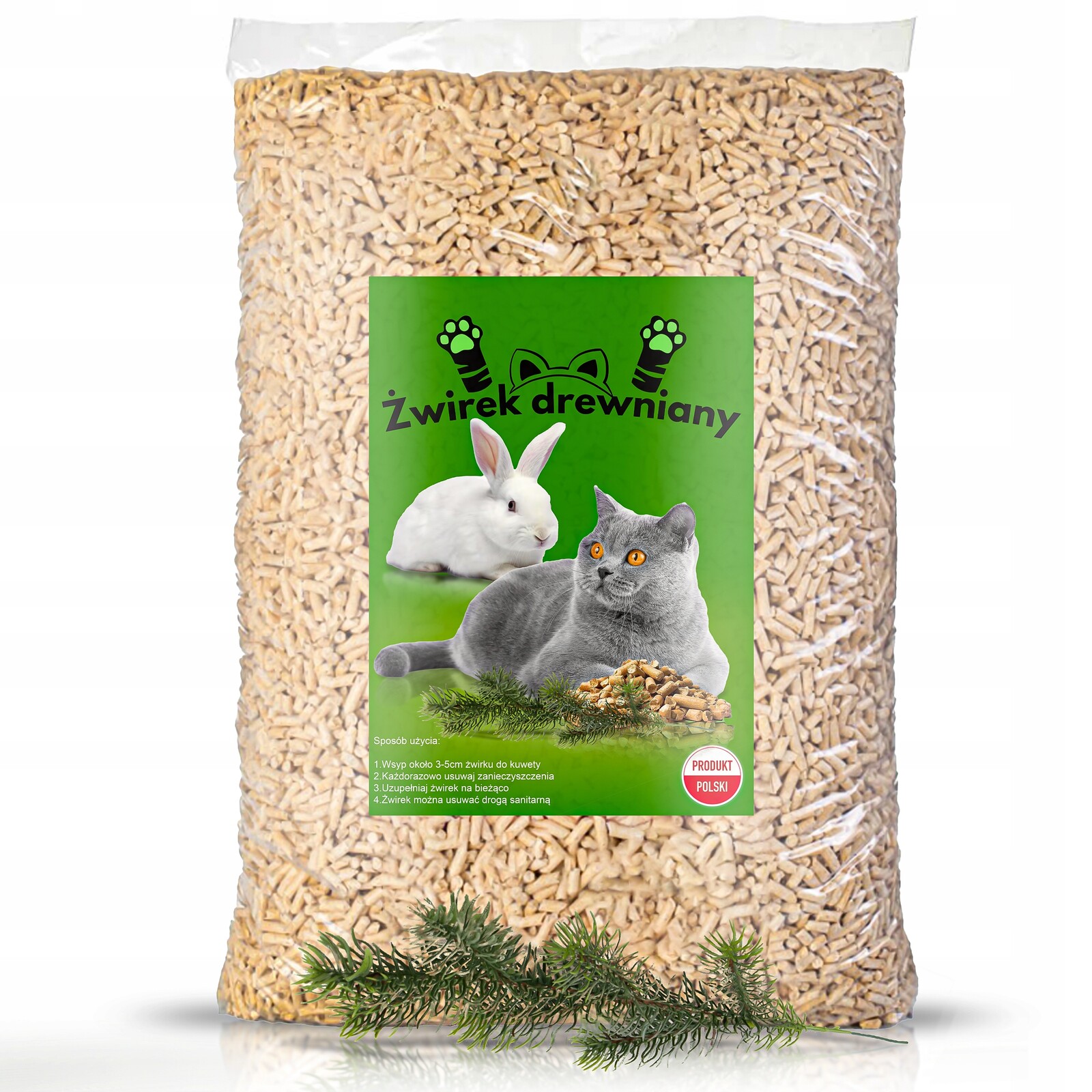 Stelivo dřevěné pro kočky 15 kg ekologické, bezprašná lesní vůně