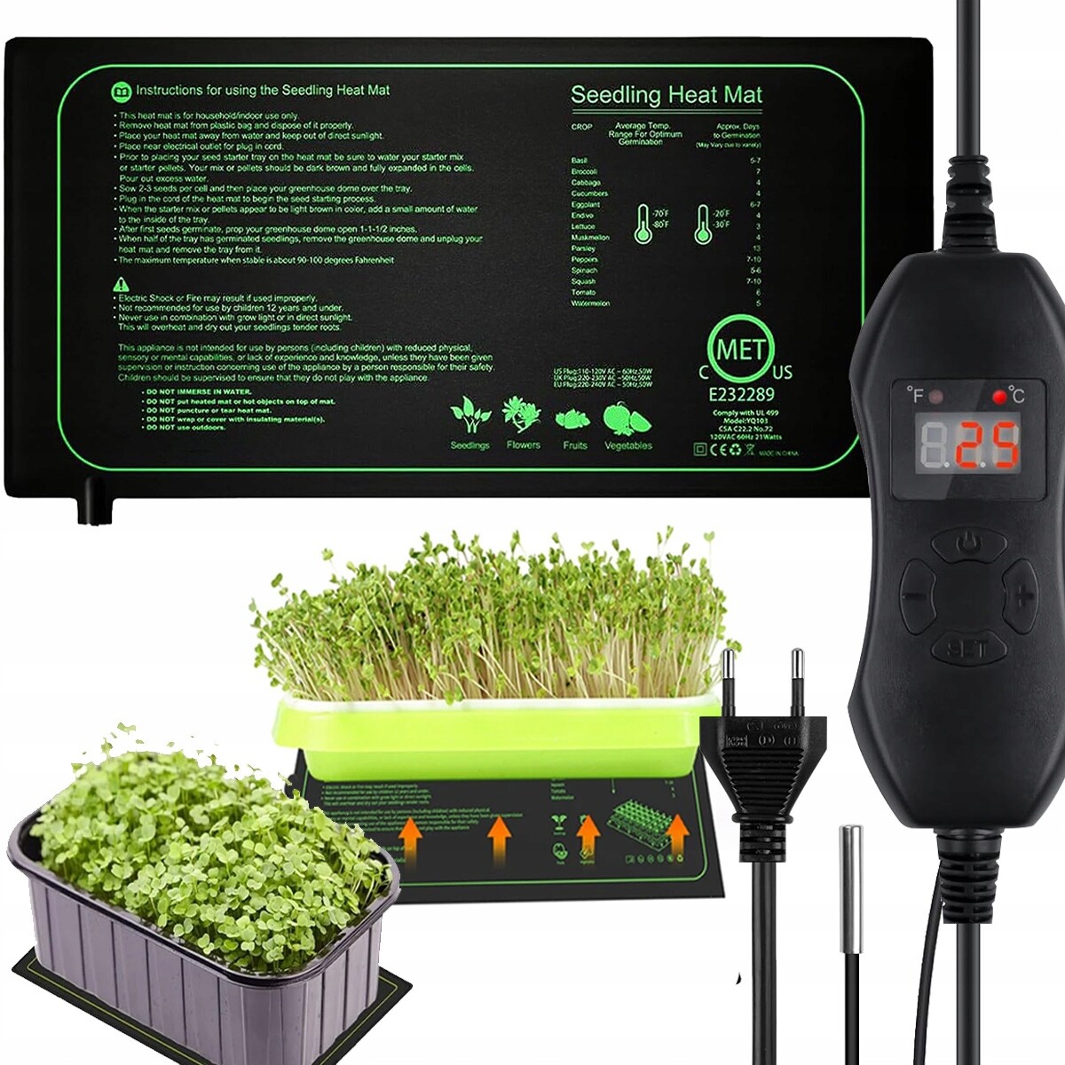 Topný Rohož S Regulací Pro Terárium Rostlin Sazenice 24x52cm 50W