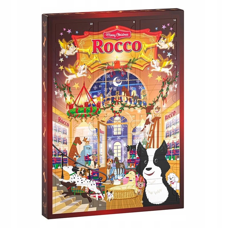 Adventní kalendář pro psy Rocco Mix nejlepších pamlsků 192 g