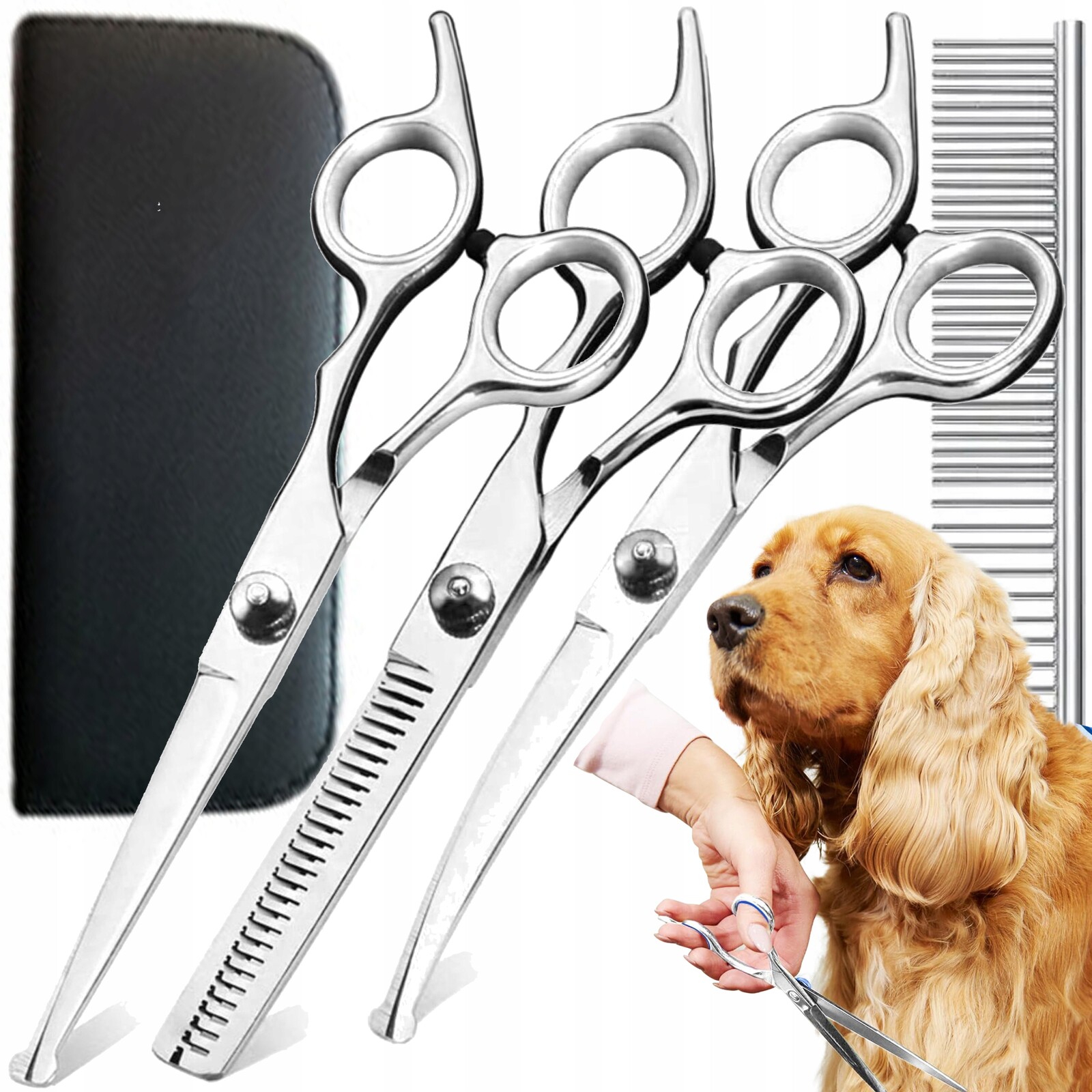 Nůžky na stříhání psů Renew Force nerezová ocel s hřebenem