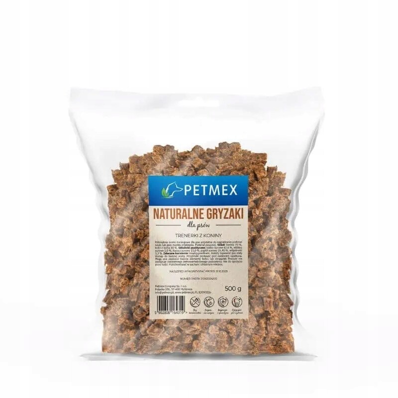 Petmex psí pamlsek s masovými trenéry, koňské maso, 500g