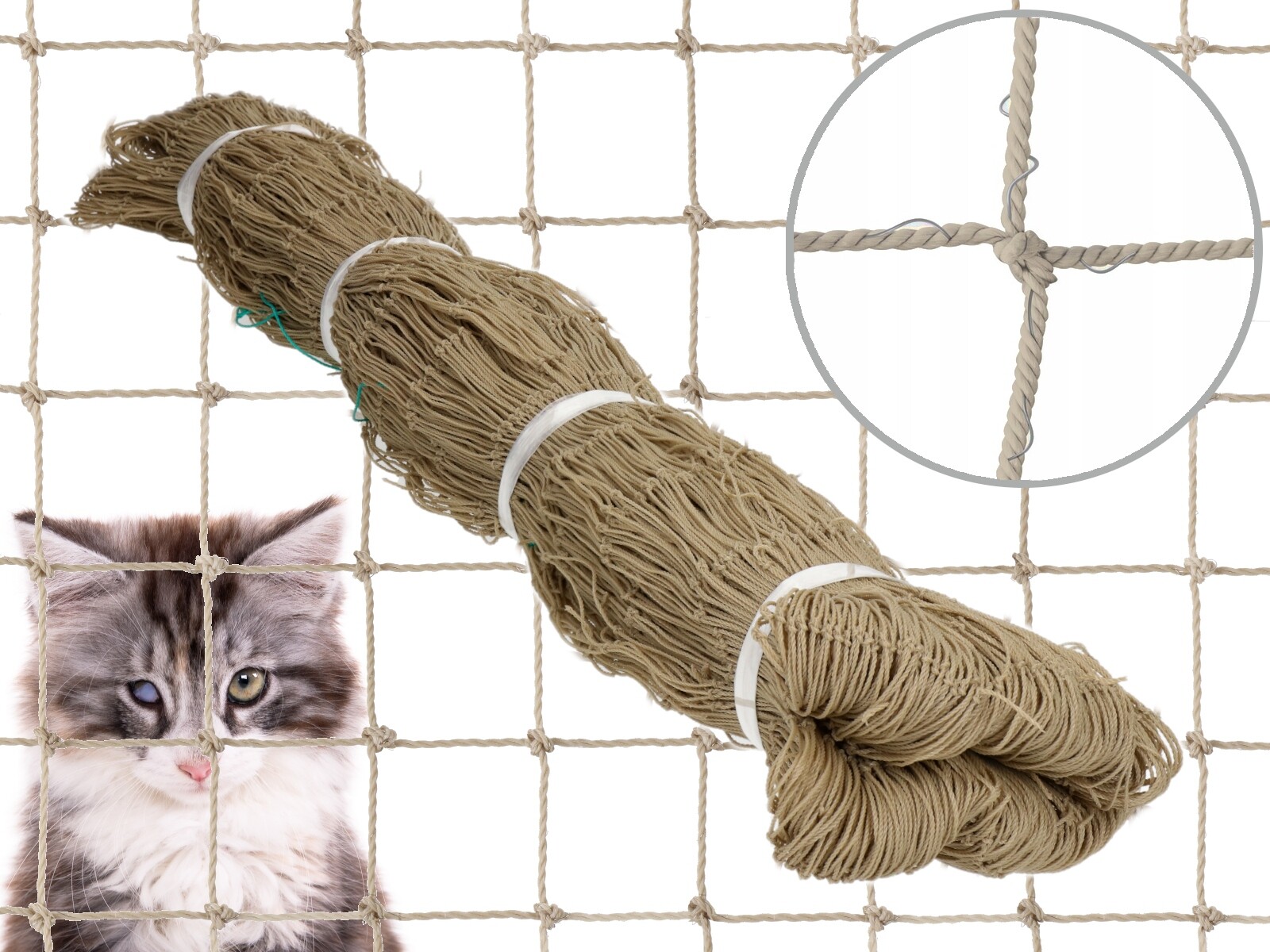 Síť Na Balkon Pro Kočky 2x3m Premium Zesílená Drátem 110g Oko 30x30mm