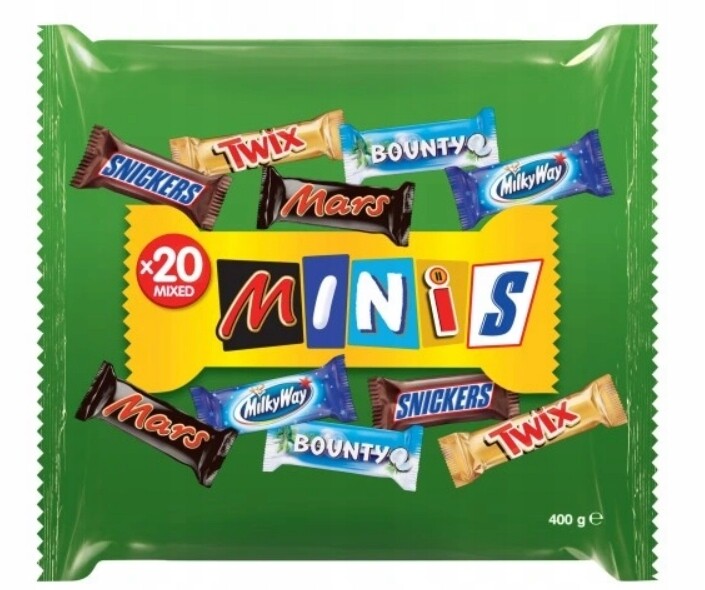 Mars Snickers Bounty Twix Milky Way Minis mini tyčinky 400g De