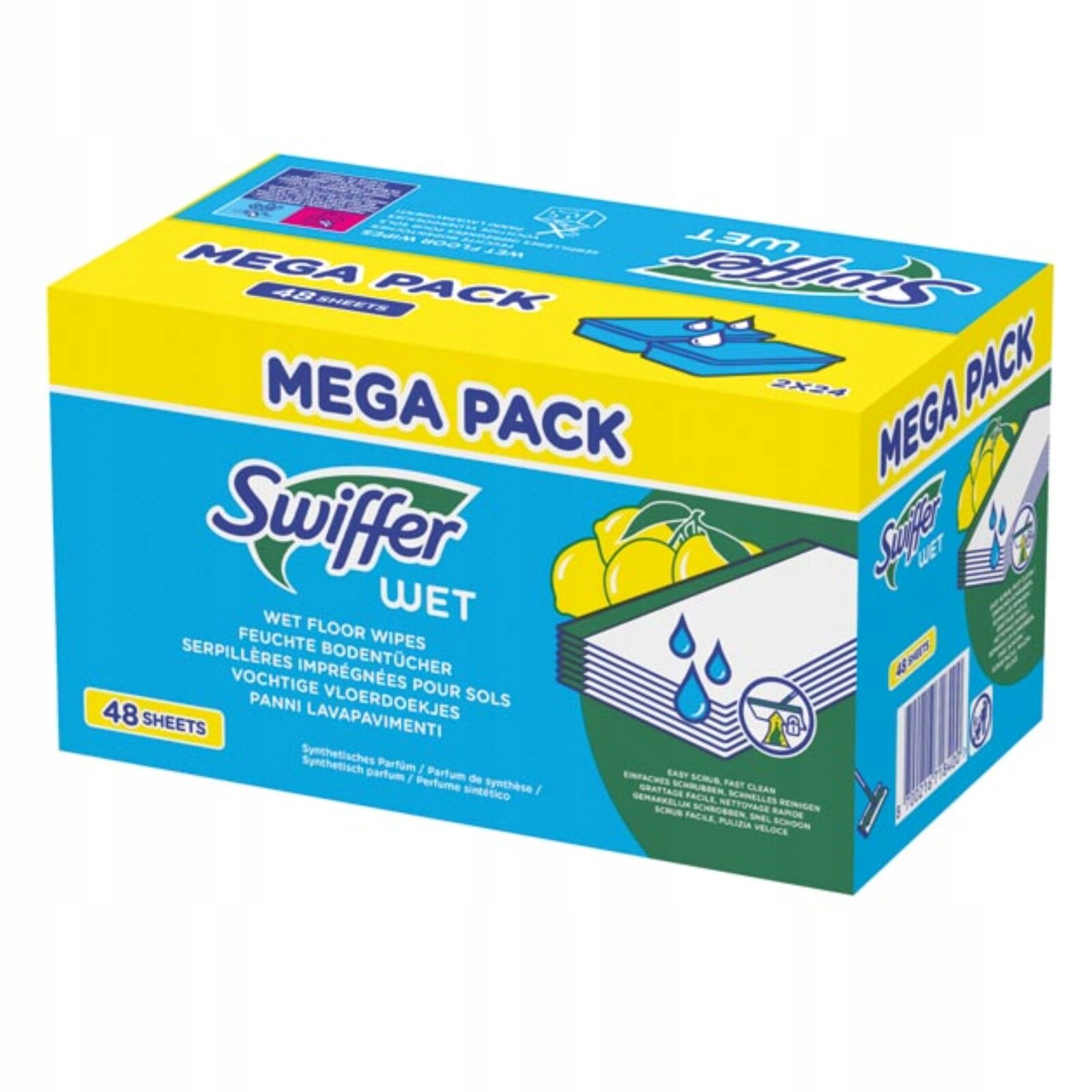 Swiffe Citrus Fresh, mokré citronové ubrousky, vložky do mopu, 48 kusů