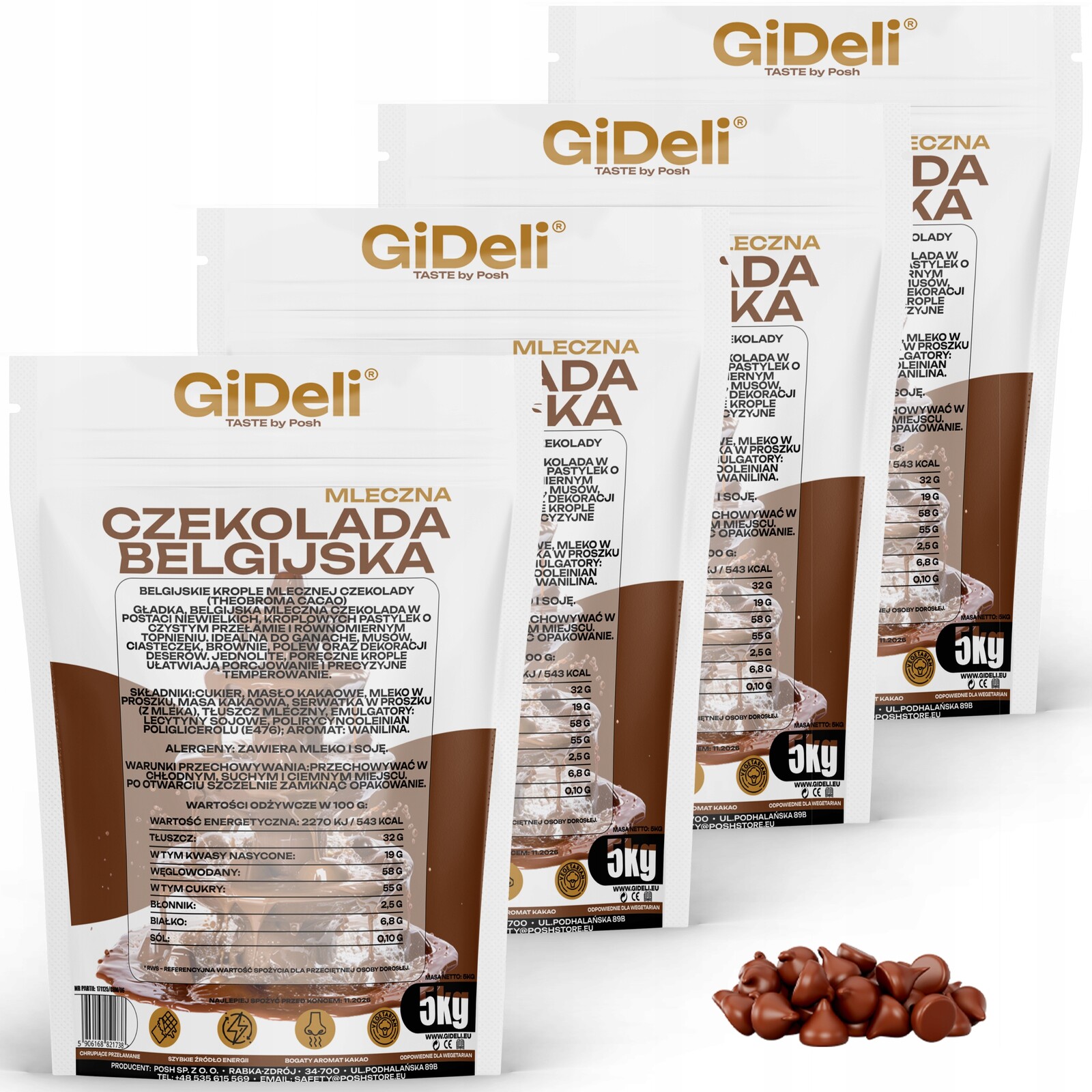 GiDeli Čokoláda Belgická Mléčná 4x 5 kg pro fondue fontány dezertů