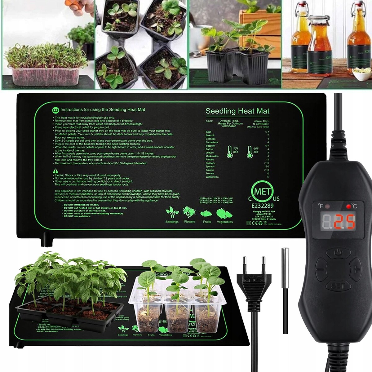 Topný Rohož 52 x 24 cm, 50 W, Regulátor, Pro Plazy Rostoucí